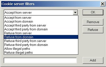 Cookie server filters (policy)